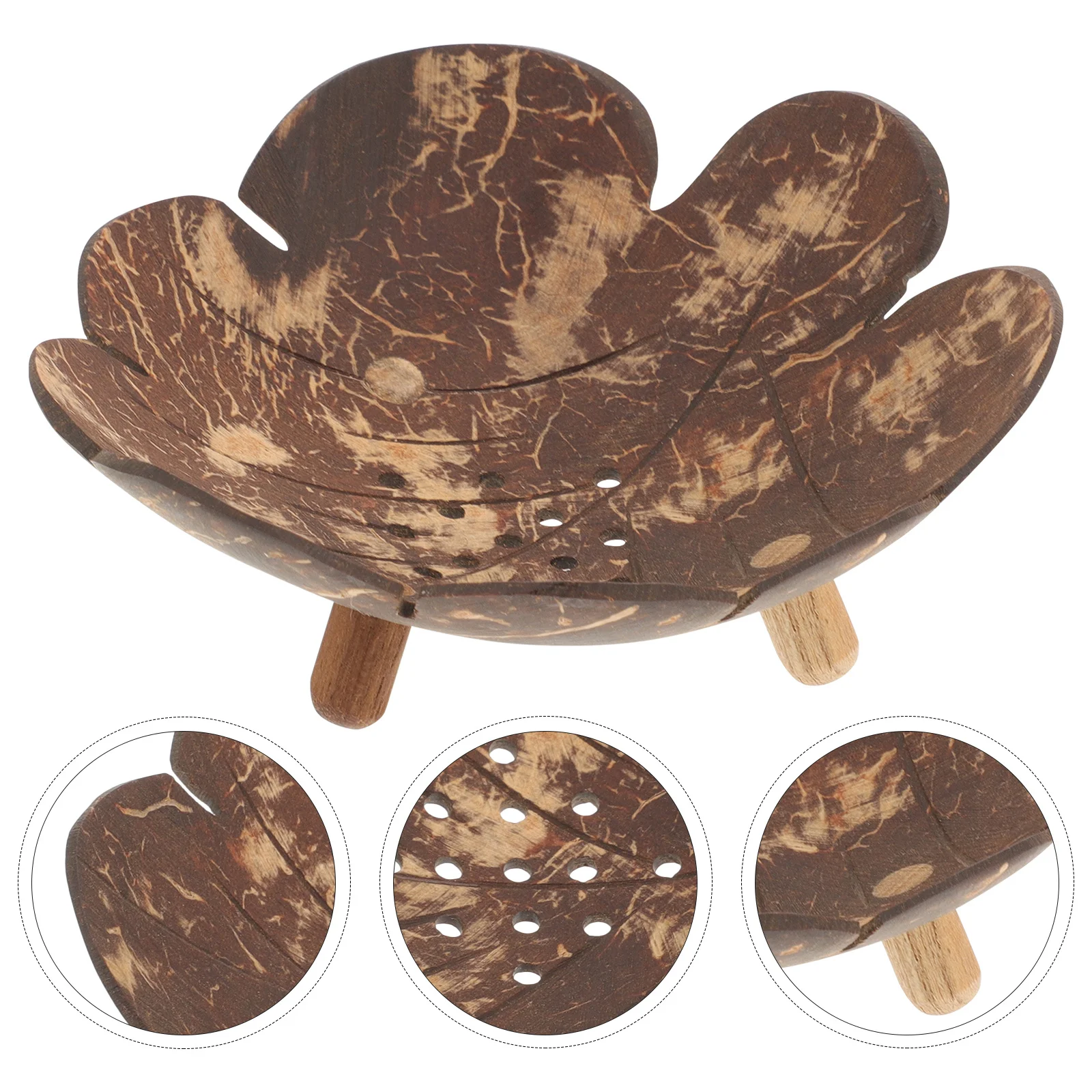 

Creative Coconut Shell Soap Dish Self-Draining Tray Countertop Organizer Extend Soap Life Compact and Lightweight Design