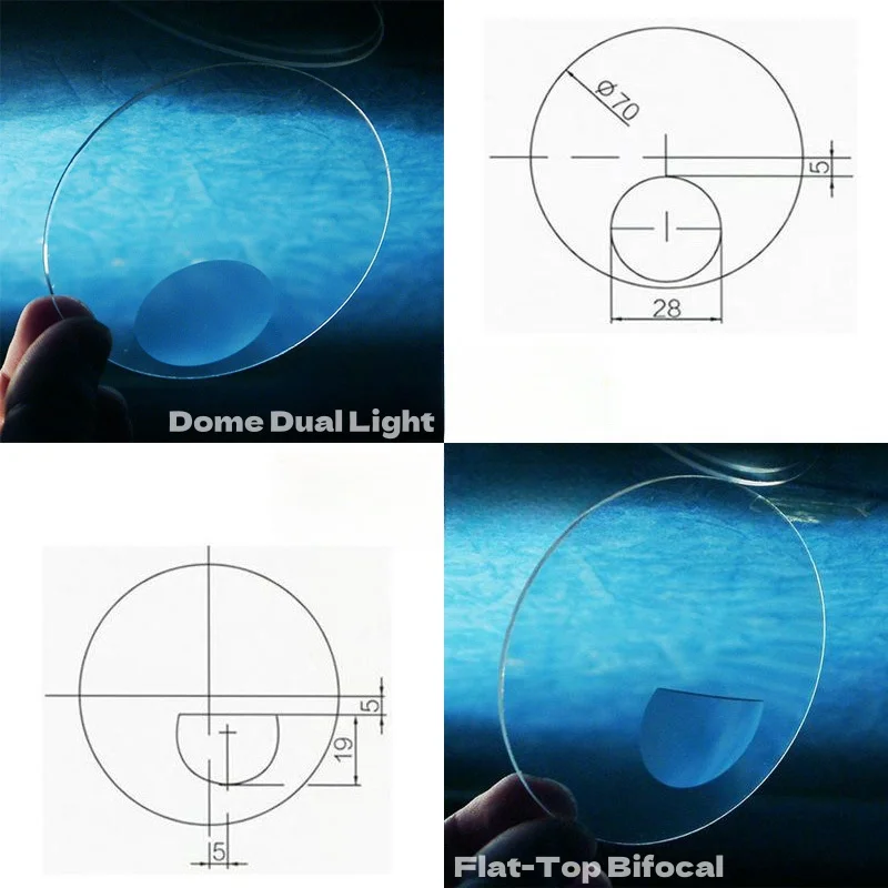 Dual Light Lenses1.49/1.56/1.61 HD Anti Blue Light Photochromic  Flat Top Dome Dual Beamt Optical Prescription Hyperopia Lenses