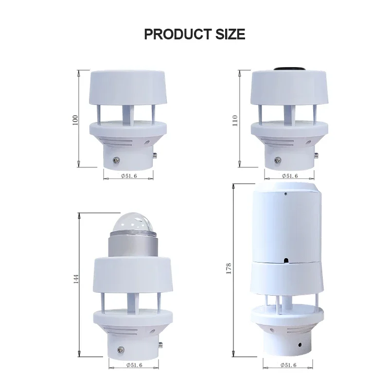 6-in-1 Multifunctional  Air Temperature Humidity Pressure Solar Radiation  Wind Speed and Direction Sensor Ultrasonic Anemometer