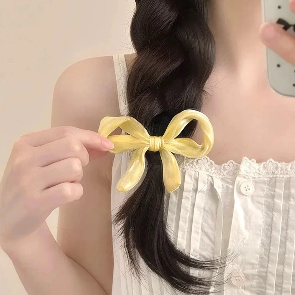 1 pasador de pelo con lazo de tela de seda, nuevo clip para flequillo lateral, accesorio para el cabello para puntas abiertas.