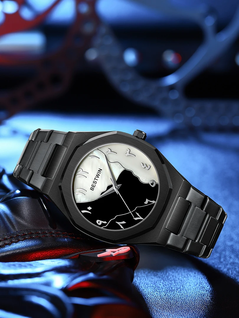 Luxury Men Watch Unusual New Conceptual Dial Male Quartz Wristwatch Classic Black Gold Sliver Stainless Steel Reloj Man Clock