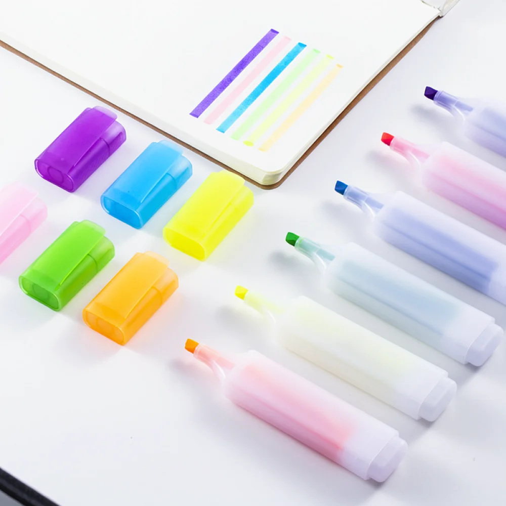 Colorful Chisel Tip Highlighter Set Fluorescent Marker Pens For Journal Study Note Taking Office Stationery School