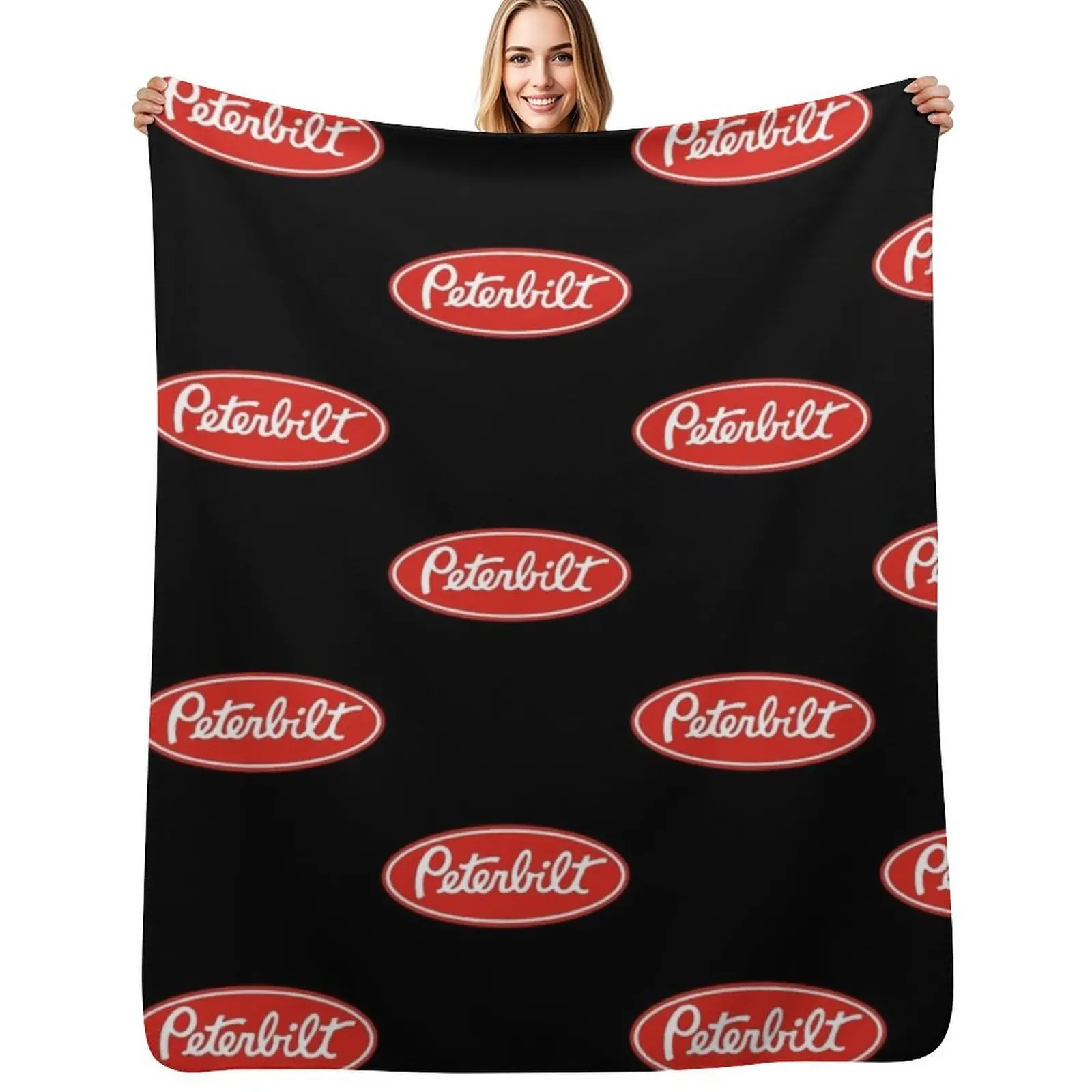 

Peterbilt Truck Logo Redwhite Essential T-Shirt Throw Blanket Decorative Sofa Sofa Camping blankets ands Blankets
