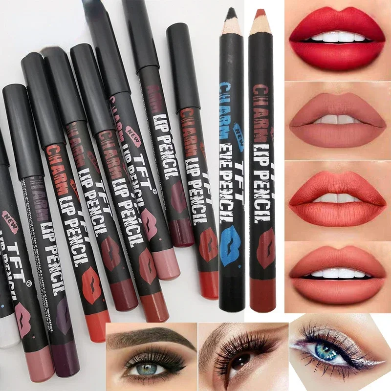 1Pc Lip Liner Fluwelen Matte Lipstick Pen Eye Make-Up Oogschaduw Pen Blijvende Waterdichte Licht Gemakkelijk Om Make-Up Wenkbrauw potlood