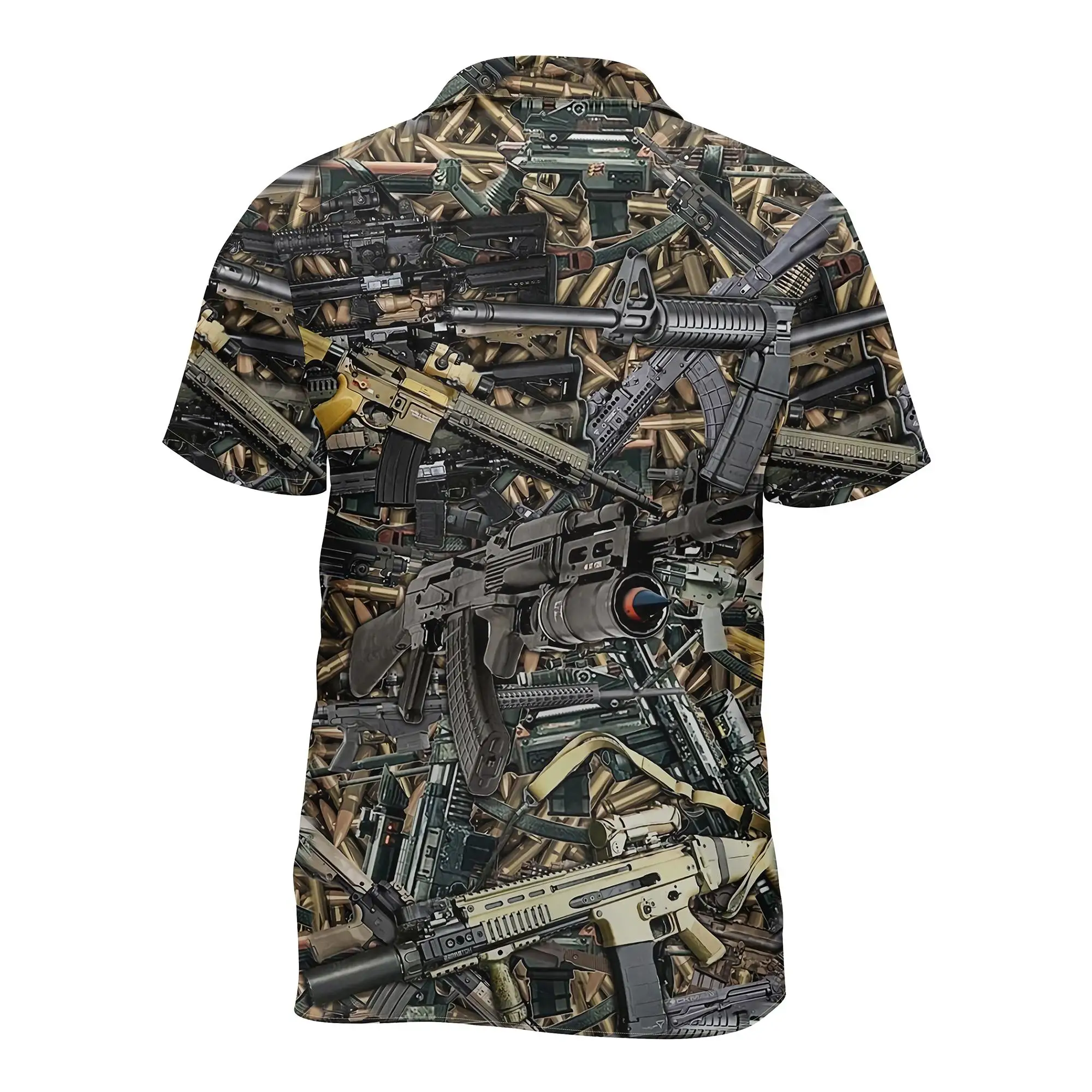 Jumeast Gun Pattern Men Hawaiian Shirt Cool 3D Printed Aloha Shirts Camouflage Unisex Streetwear Beach Man Clothing Hunting Tops