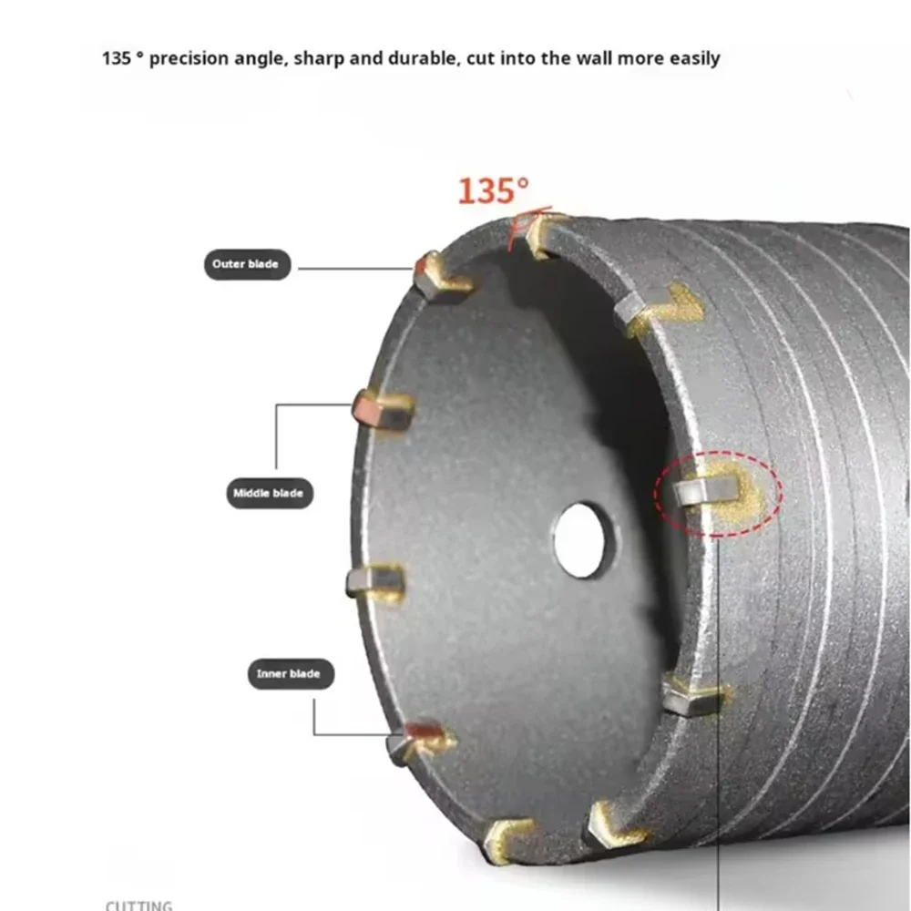 

1pcs 30-120mm Square / Round Handle Concrete Hammer Core Drill Bit Kit Air Conditioner Perforation Cement Stone Cutter Tool