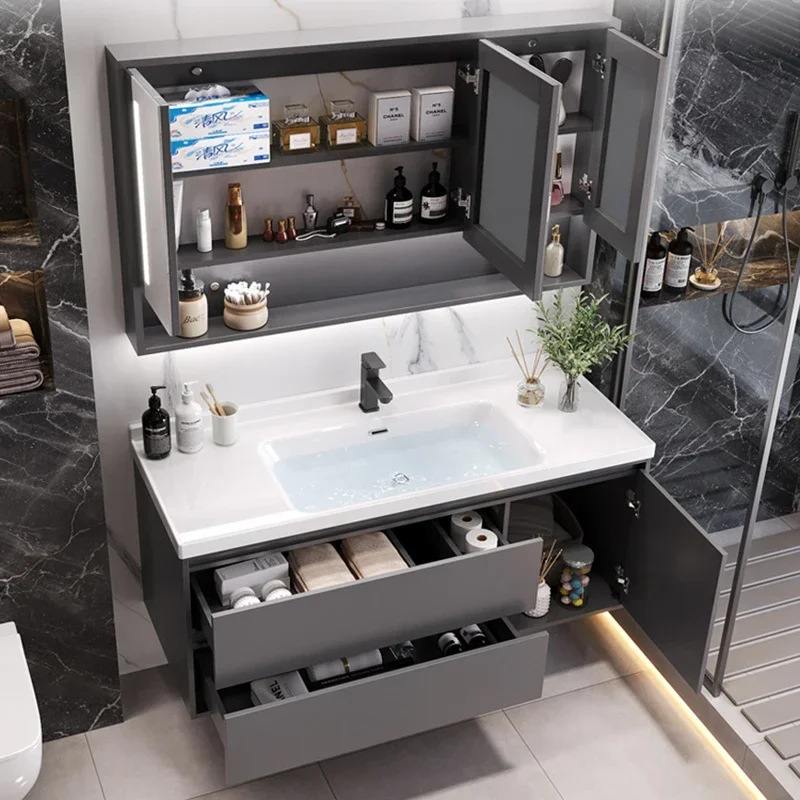 Extraction Hole Wash Basin Bathroom Cabinets Simple Luxury Home Furniture Vanity Mirror Bathroom Cabinets Shower Miroir De Salle