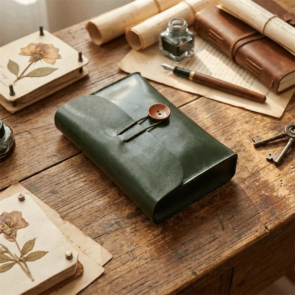 Multi-purpose Envelope Shape Cosmetic Bag Faux Leather Button Closure Travel Toiletry Bag Waterproof Lightweight Makeup Bag