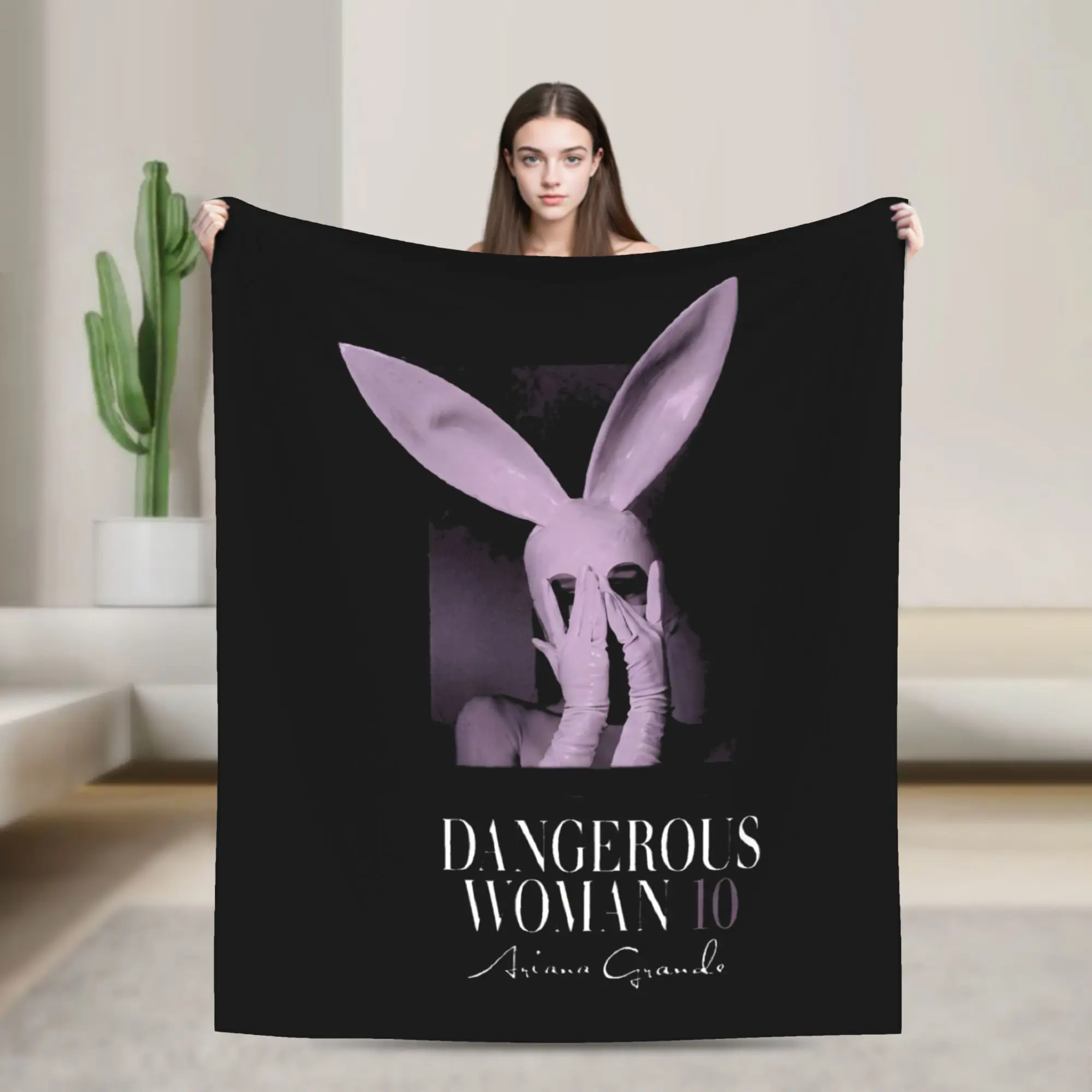 Dangerous Woman 10th Anniversary Retro Blanket Velvet Textile Decor Arianas Grandes Warm Throw Blanket for Sofa Couch Rug Piece