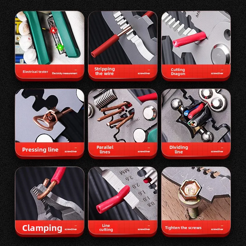 New Folding 8 Inch Multi‑Purpose Stripper Built‑in Voltage Pen Portable Wire Stripping Repair