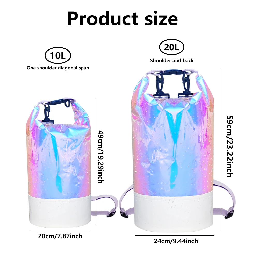 

10L 20L Swimming Beach Bag PVC Waterproof Outdoor Sports Drifting Rafting Surfing Boating Backpack Portable Rowing Sailing Bags