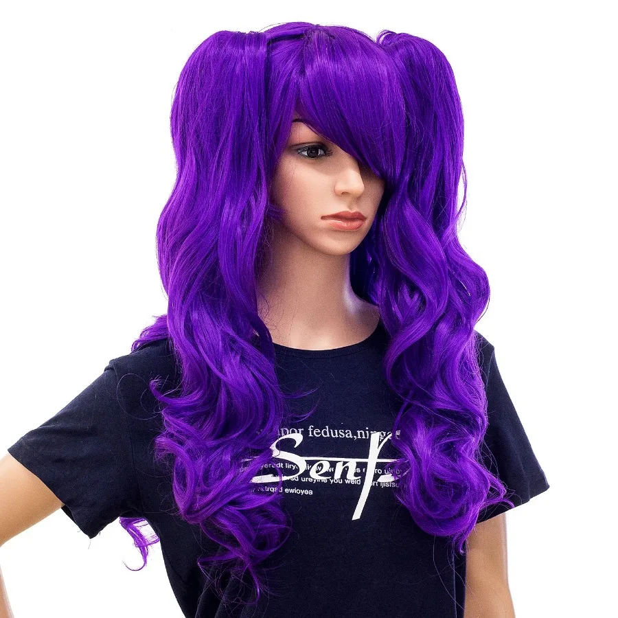 SWACC طويل مجعد مزدوج مخلب كليب على شعر مستعار ذيل حصان الاصطناعية الباستيل الملونة تأثيري شعر مستعار للحفلات اليومية للنساء مع غطاء شعر مستعار في P #5