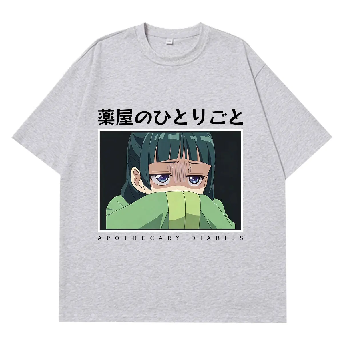 Anime The Apothecary Diaries Mao Mao Print T-Shirt Men Women Hip-hop T-shirt Short-sleeved Casual Cotton Loose Vintage T-shirts