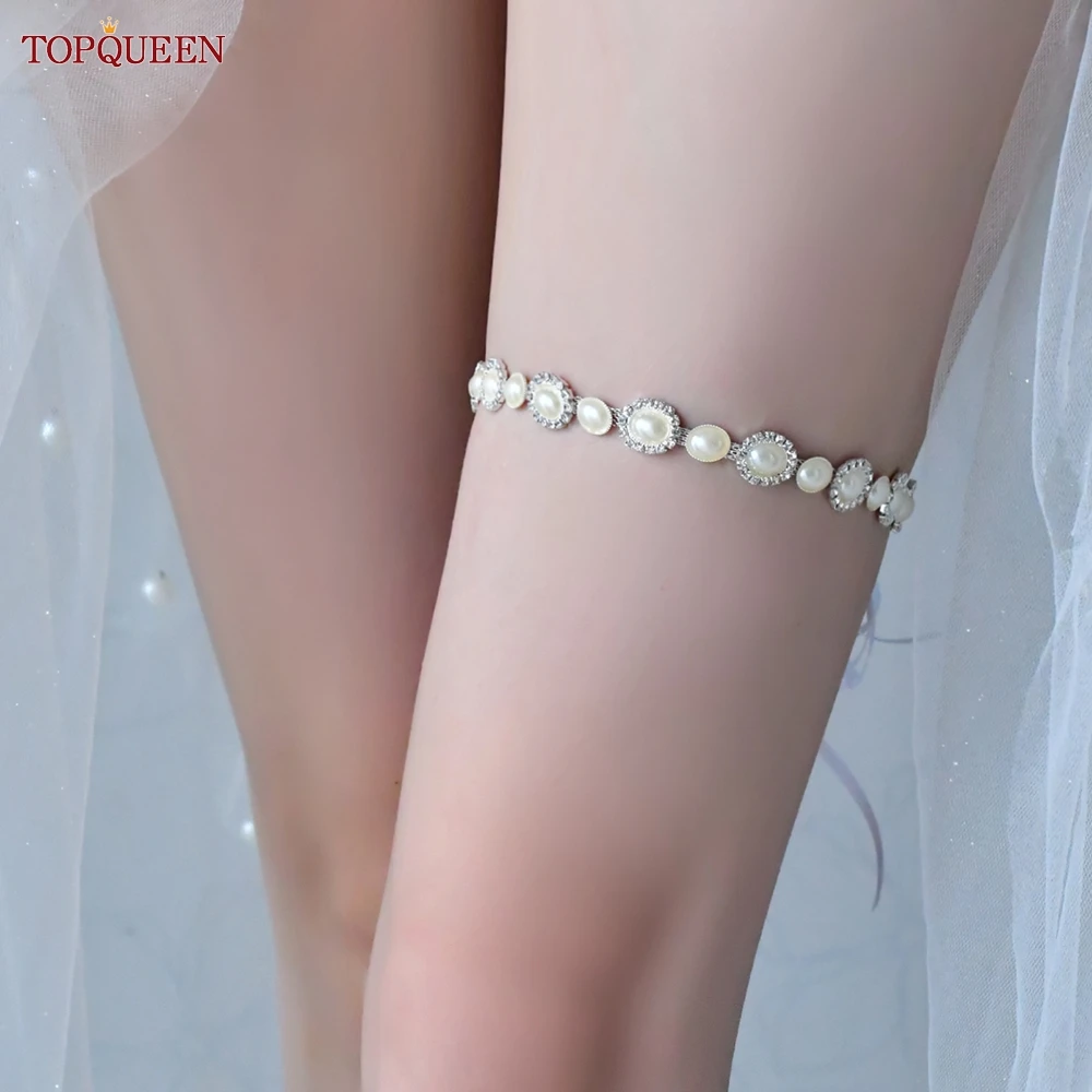 

TOPQUEEN ST65 New Sexy Wedding Thigh Garter Lace Up Style Customized Length Bridal Leg Ring Decoration Belt Party Women Ladies