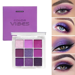 9 Color Glitter Eyeshadow Palette Purple Violet Shimmer Pearlescent Matte Acrylic Eye Shadows Palette Eye Make Up Waterproof