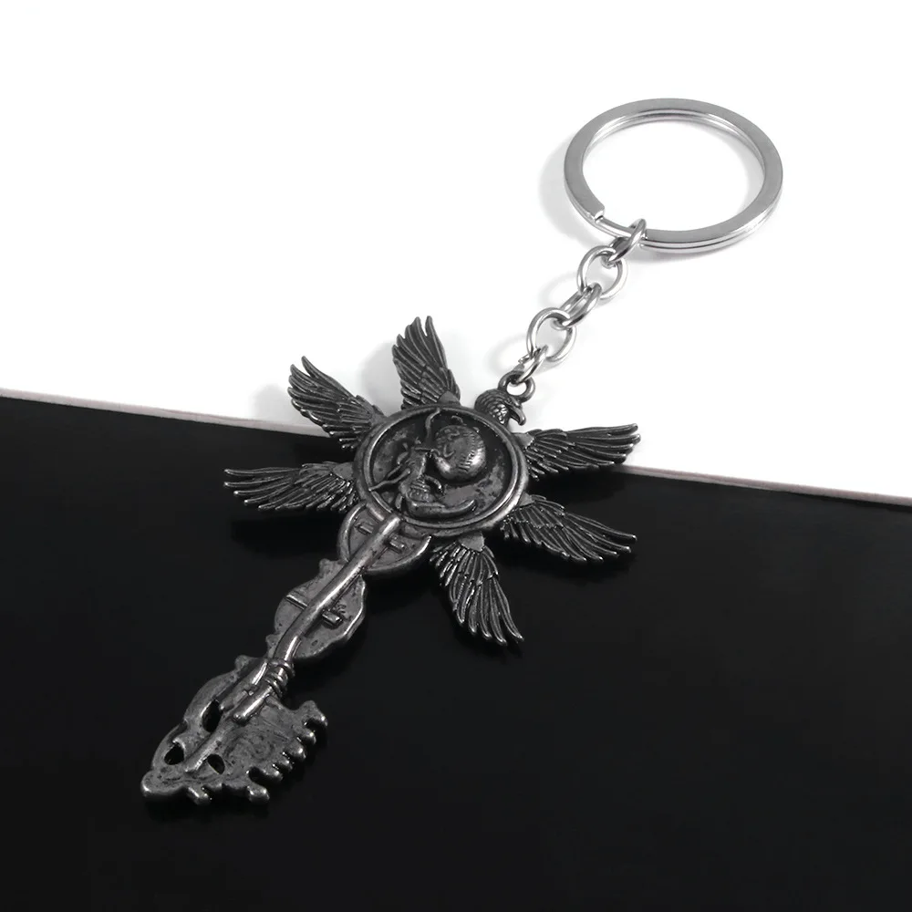 Residents Evils 8 Village Keychains Vintage Six-Winged Unborn Key Chain Alloy Pendant Keyrings for Women Men Key Ring Jewelry