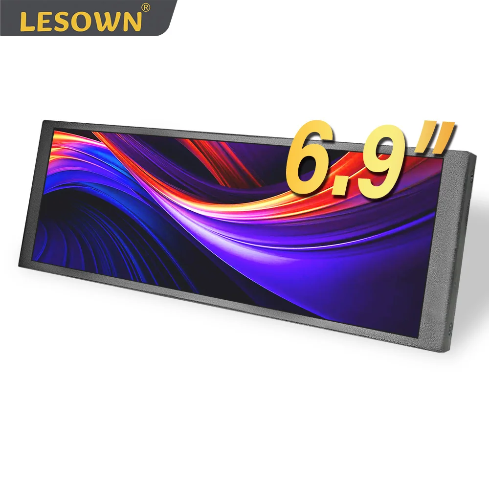 

Портативный монитор LESOWN с вытянутым экраном 6.9, 7.9, 8.8, 11.3 дюйма, 480x1280 IPS LCD, горизонтальный растянутый дисплей для ПК