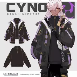Genshin Impact Cyno Cosplay Cool Tops Patchwork Windbreaker Coats Harajuku Hoodies Sweatshirt Springs Autumn Unisex Loose Jacket