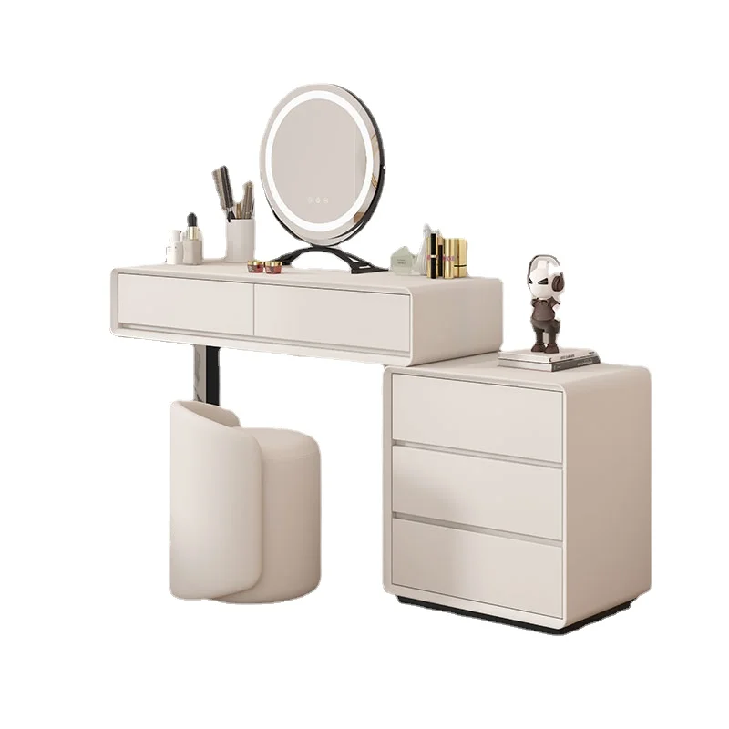 

Light Luxury Dressing Table Bedroom Modern Minimalist Solid Wood Dresser Bedside Table Storage Cabinet