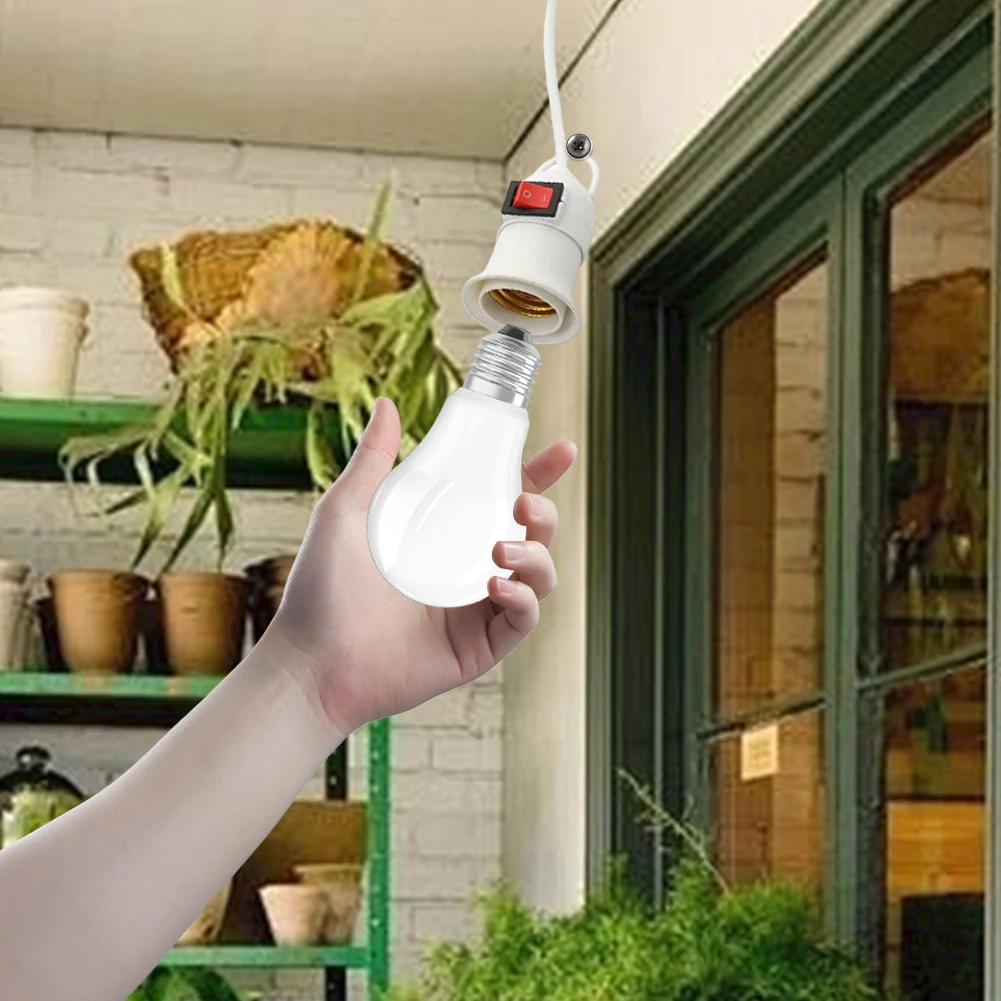 

E27 Hanging Light Holder LED Bulb Socket Adapter with On Off Switch Screw Lamp Holder with Cable for Bedroom Lighting