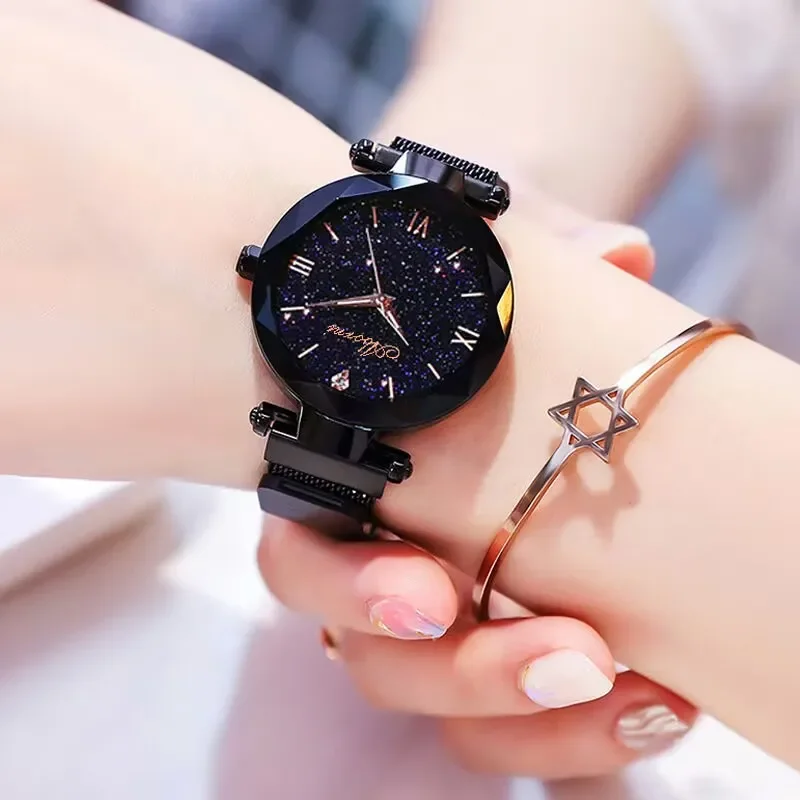 Orologio da donna con cielo stellato TikTok con nastro magnetico, lo stesso stile di tendenza uno su Douyin, un studente alla moda ed elegante