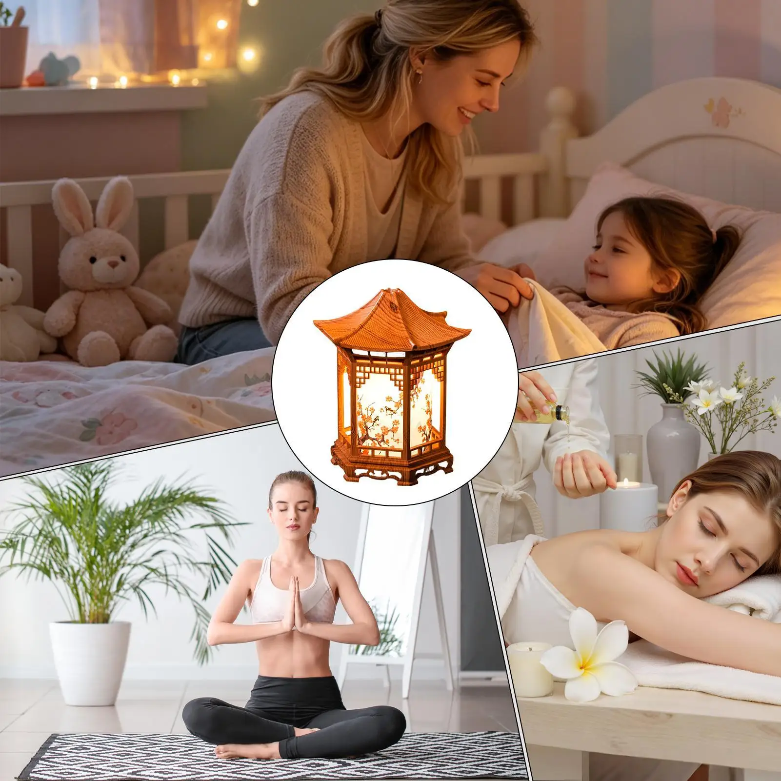 

Lantern Diffuser Adjustable Pagoda Shape Two Color Lights Chinese Night Lantern For Indoor Outdoor Bedroom Living Room Office