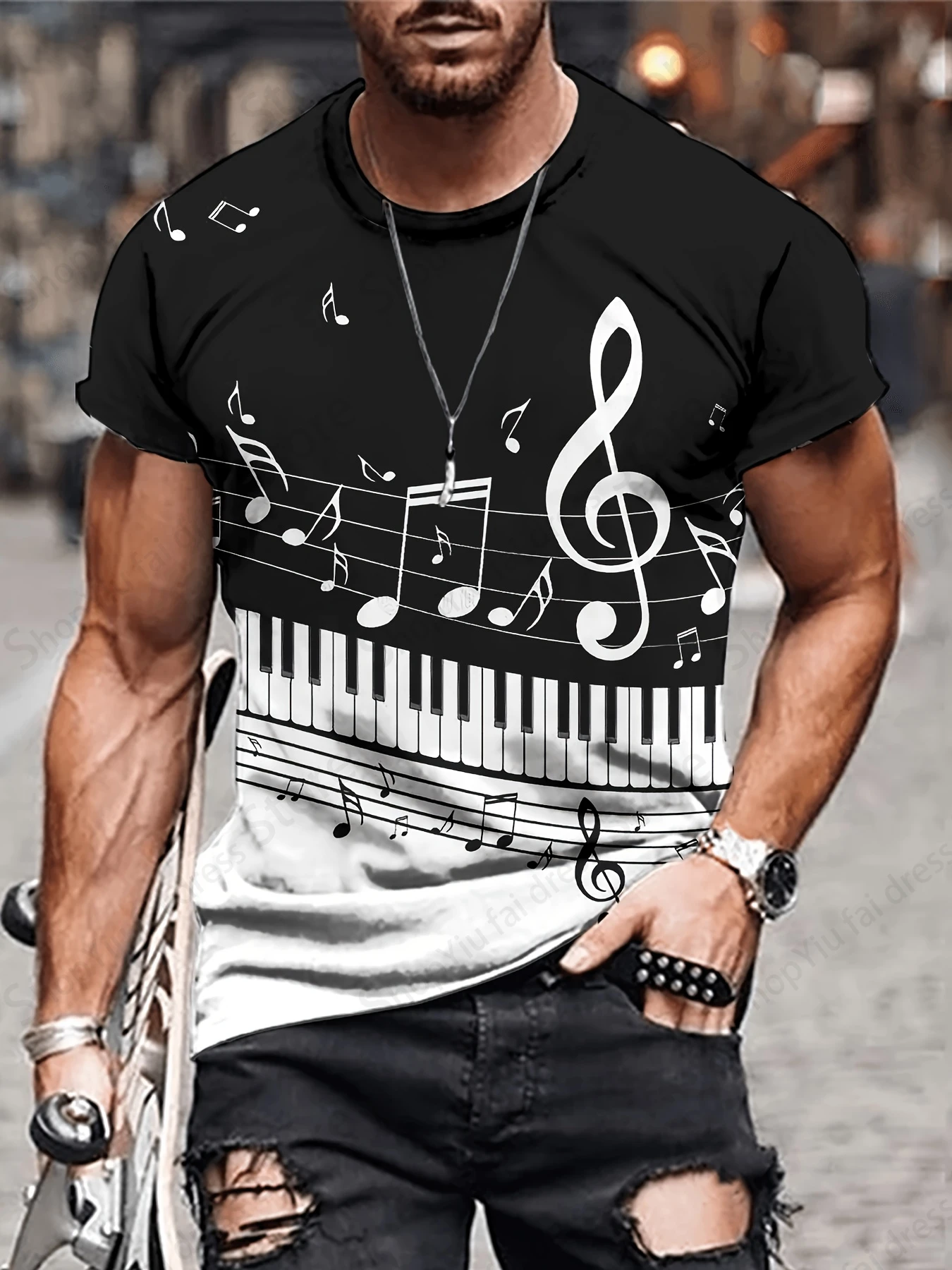 Music Note 3d Print T-shirt Men Women Fashion Short Sleeve T-shirt Kids Hip Hop Tops Tees Streetwear Oversized Tshirt Summer Top