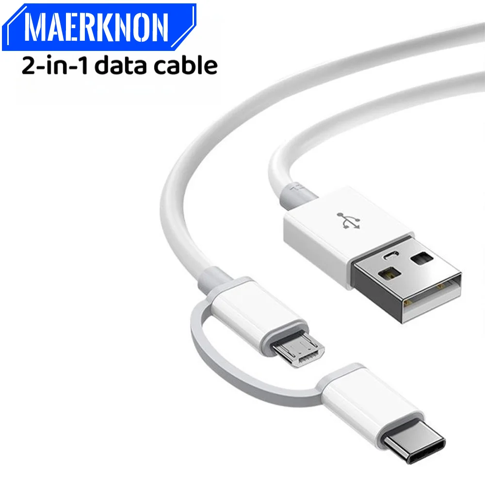 2 In 1 Micro USB Type C Cable For Xiaomi Huawei Samsung Galaxy Phone Data Wire Cord Quick Charge USB-C Fast Charging USB Cables