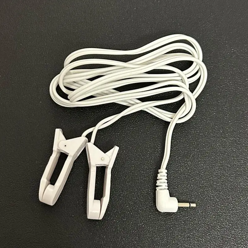 Hot Sale 1Pcs Ear Clip Electrode Lead Wire 2.5mm Right Angle Plug Dual Ear Clamp Cable For TENS Pulse Therapy Massager Device