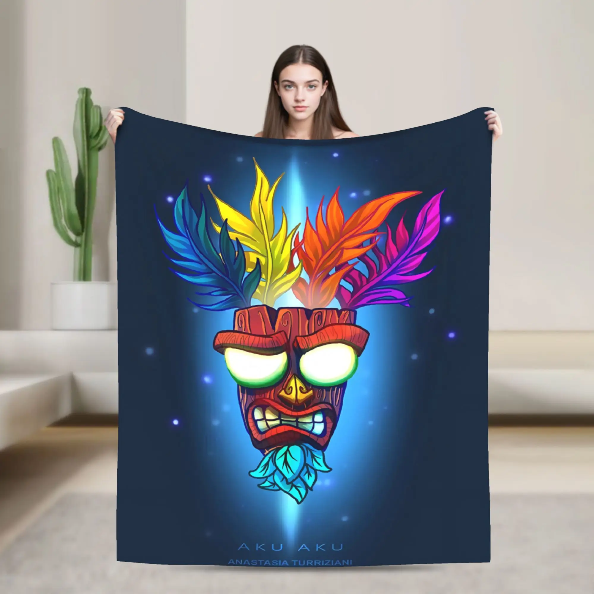 Soft Warm BlanketGirls Boys Airplane Travel Crash Bandicoot Glow Mask Throw Blanket  Flannel Bedspread For Couch Bed Sofa Bed