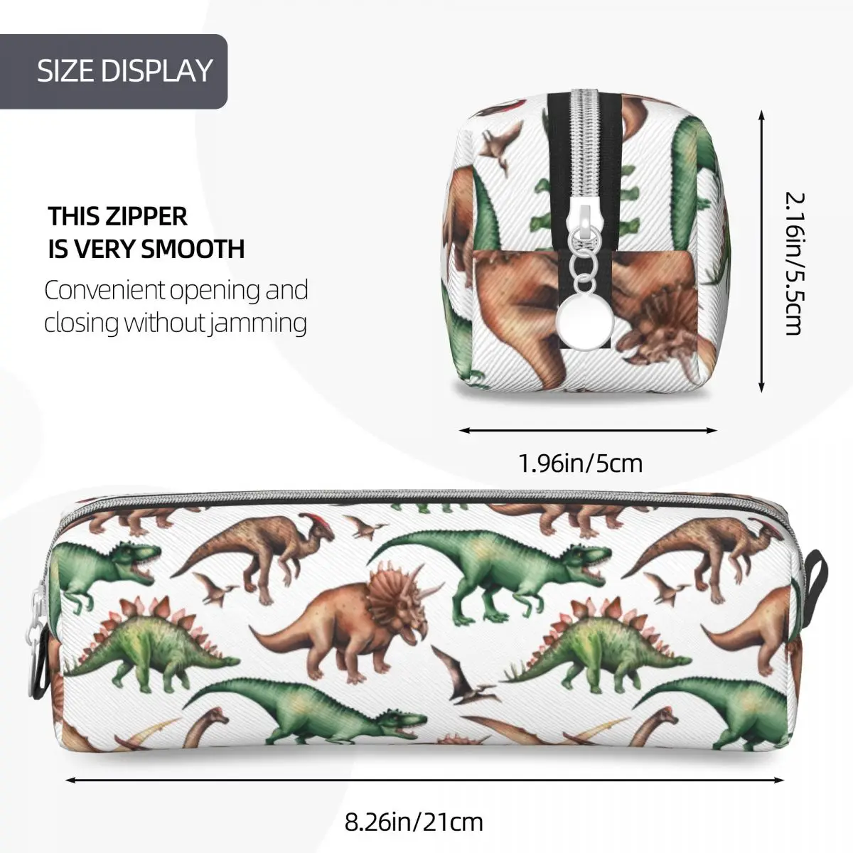 Imagem -04 - Estojos de Lápis Dinossauro Caixa de Lápis Animal Porta-caneta para Meninas e Meninos Bolsas de Grande Capacidade Material Escolar Zipper Papelaria