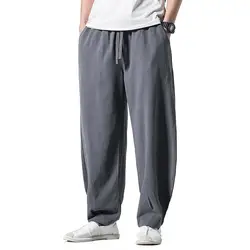 2026 Summer Men Cotton Linen Pants Casual Loose Long Pants Wide Leg Trousers Male Chinese Style Baggy Pants Big Size M-6XL 7XL