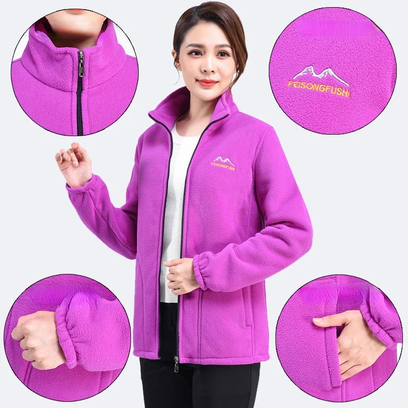 Autumn Winter Fleece Jacket Women Clothing Zipper Sweatshirt Warm Long Sleeve Thick Cardigan Sport Outdoor Warm Sweatshirt New