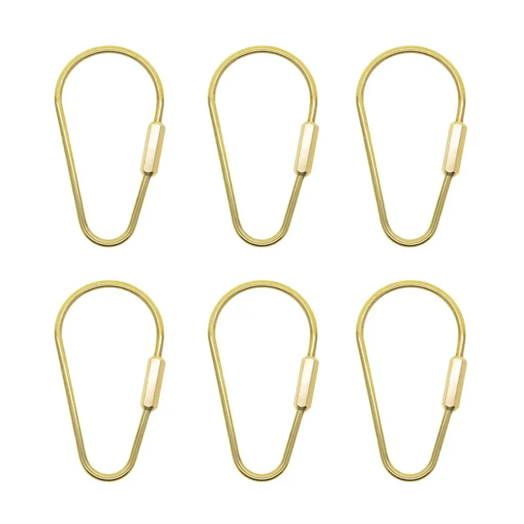 6x Brass Screw Locking Carabiner Clasp Key Chain Key Ring Holder Clasps Gold