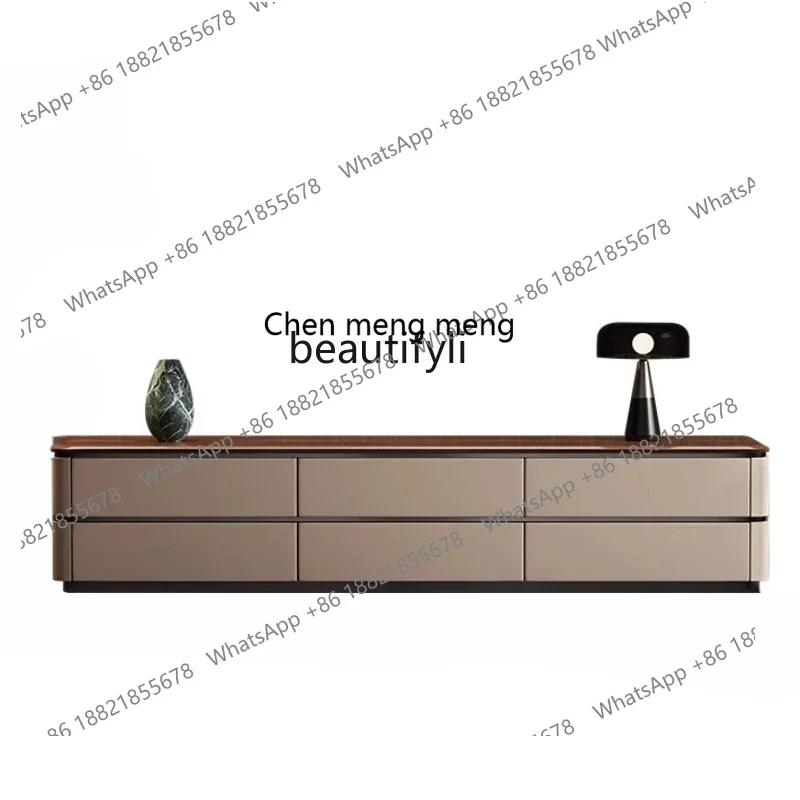 B178 Italian storage locker living room floor light luxury walnut solid wood TV cabinet2936
