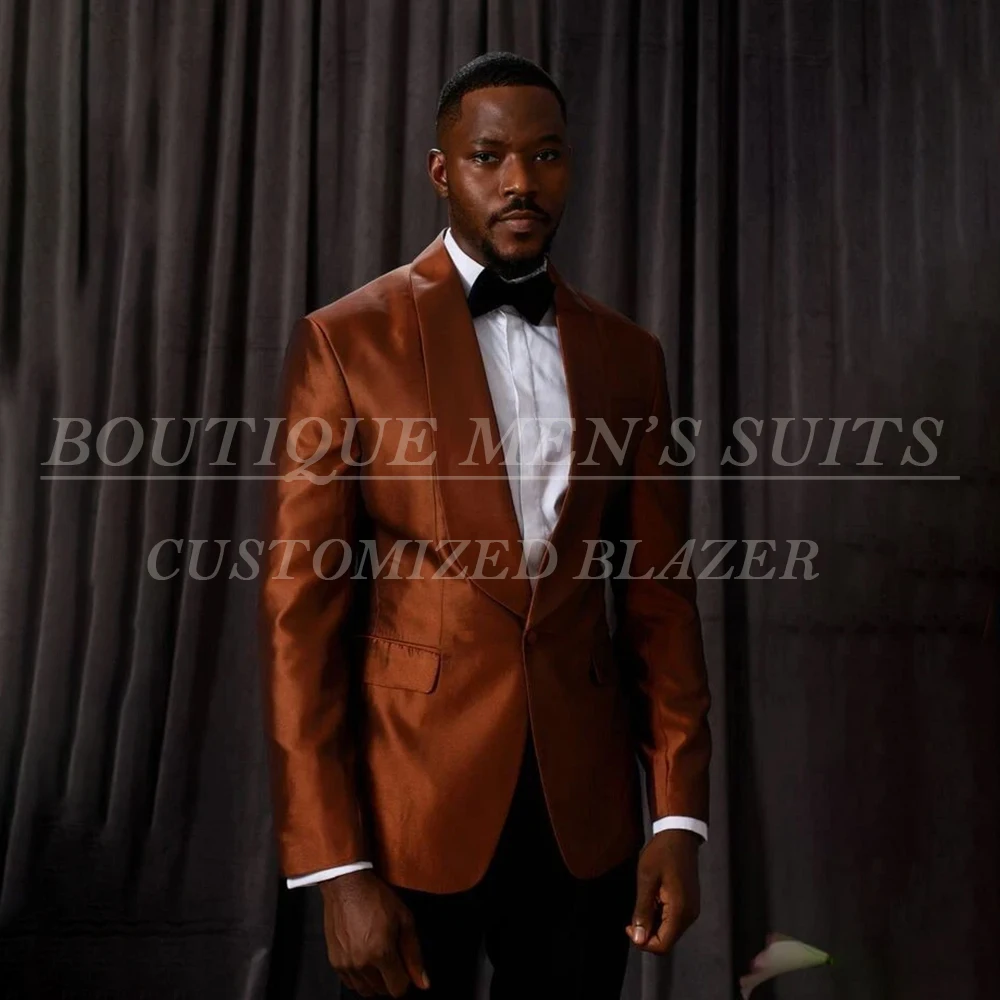 

High Quality One-Button Men's Suits for Wedding Luxury Shawl Lapel Slim Fit 2 Piece Jacket Pants Sets Customzied Autumn Outfits