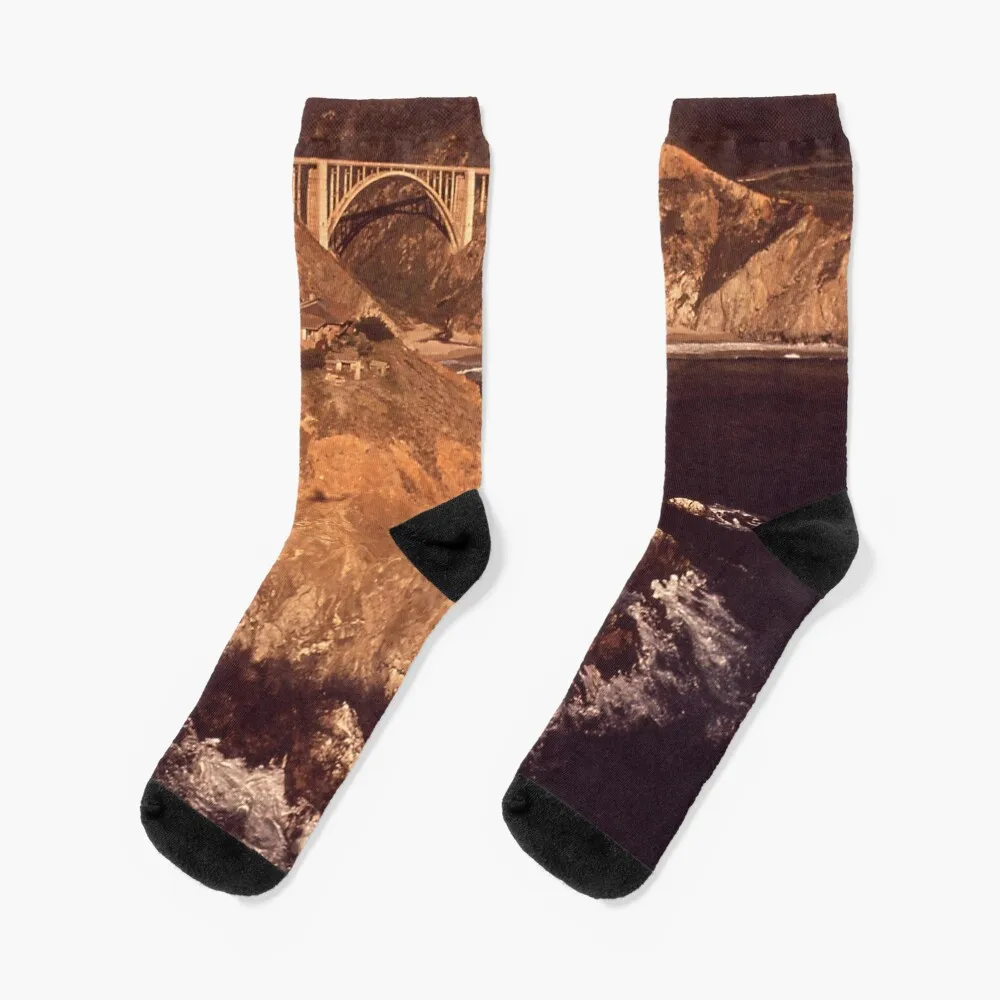 

Cave And Bridge, California Coast NARA 543436 Socks Non-slip cute snow Socks Women Men's