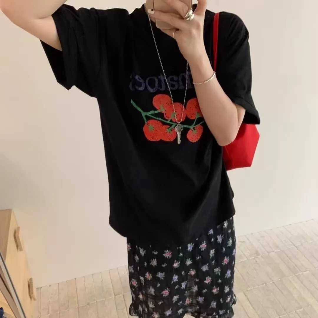 

Лето 2023, женская свободная футболка круглого кроя Ne ort Sve Ch*o ato с принтом, повседневная универсальная хлопковая футболка для поездок на работу