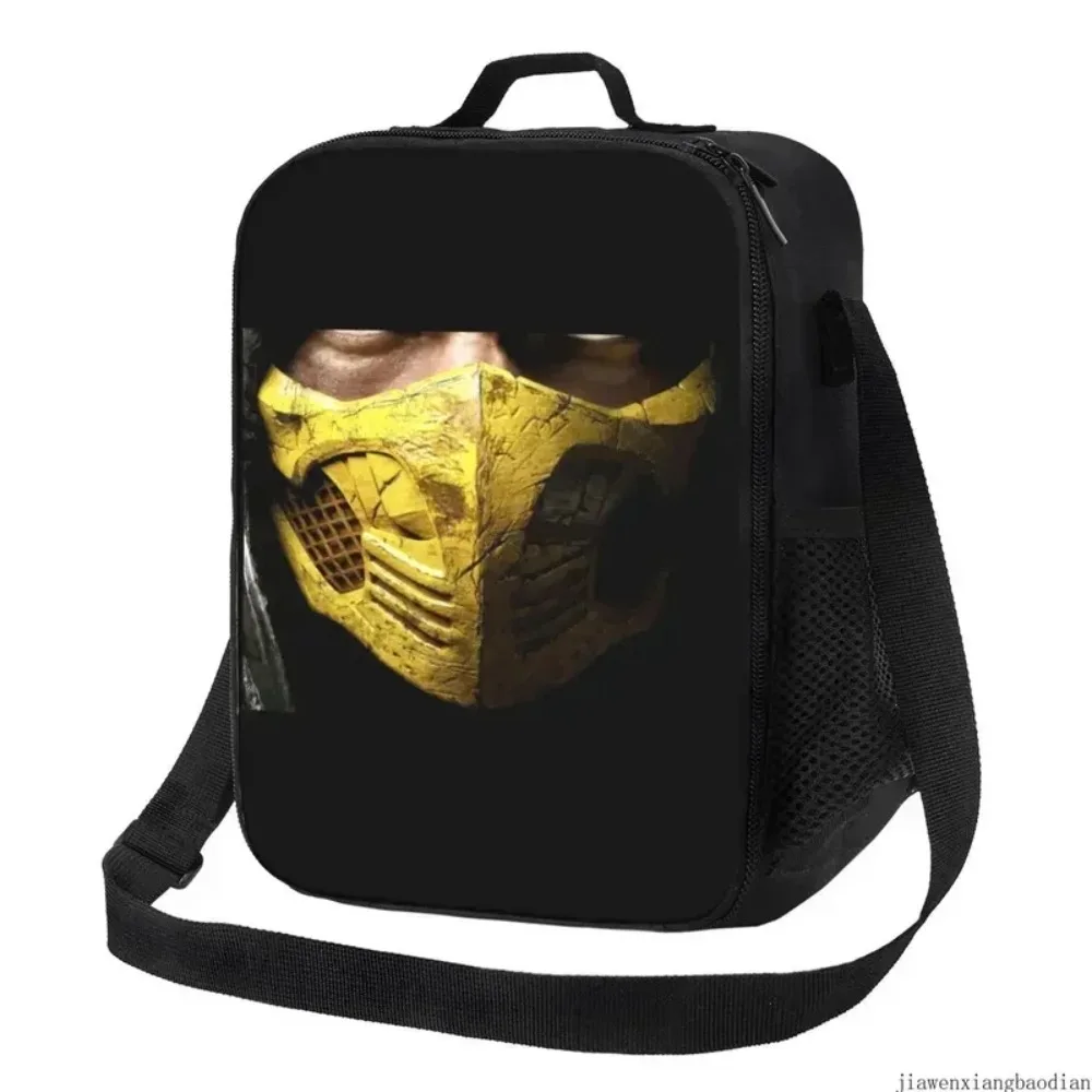 Mortal Kombat Scorpion Insulated Lunch Tote Bag for Women Sub Zero Fighting Game Portable Cooler Thermal Food  Box School