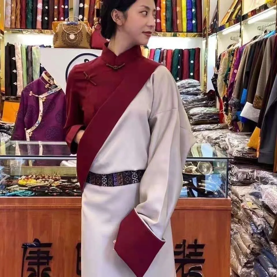 Chinese Tibetan Style Lapel Set Tibetan Robe Performance Tibetan Women's Style