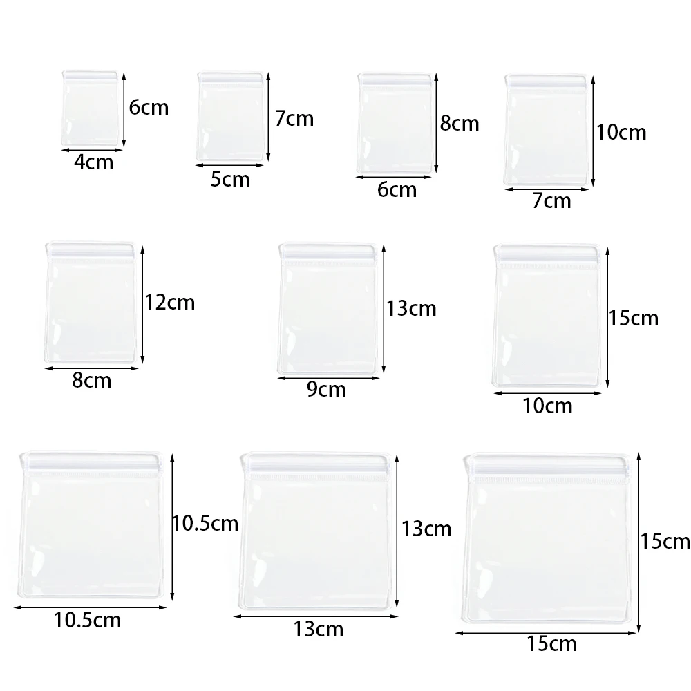 20pcs/lot Transparent PVC Self Sealing Plastic Bags Clear Zip Lock Pouches Jewelry Earrings Pendant Packaging Storage Bags