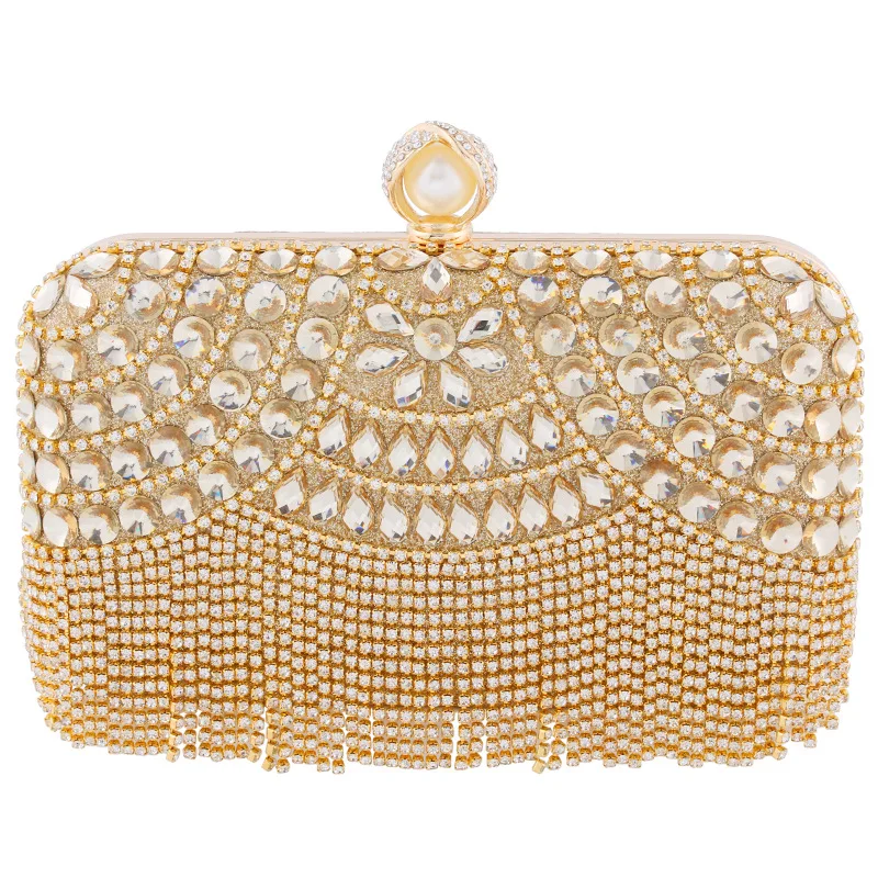 

Ldies Hand Bags High End Blingbling Diamonds Evening Bags Fashion Tassels Shinny Beading Clutch Formal Party Bolsos Para Mujer