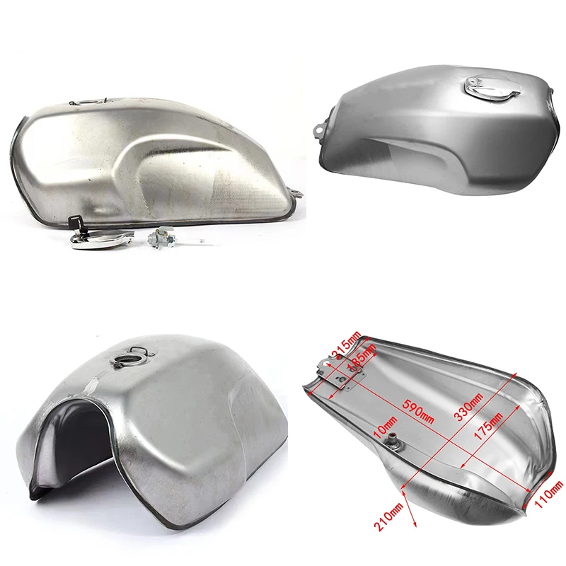 Motorcycle Spare Parts Accessories 17-18L Cafe Racer Gasoline Raw Metal Tank For Honda GB250 Unpainted Vintage Retro Oil Box