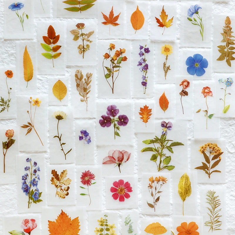 25 Sheets Per Pack Flower And Plant Theme Stickers Paste Journal Decorative Scrapbook Mobile Phone Planner Aesthetic Stickers