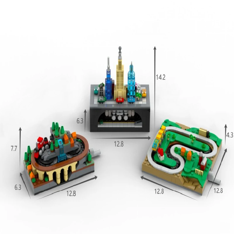 MOC مدينة شارع عرض قطار اللبنات منزل مخزن المشهد الأثاث أريكة التلفزيون لعبة طاولة الطعام المطبوعة الطوب اللعب الهدايا
