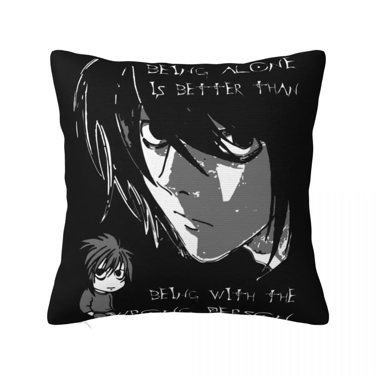 Being Alone Pillow Case Anime Death Note Manga Lawliet L Cushion Cover Awesome Decorative Pillowcover for Home 45x45cm