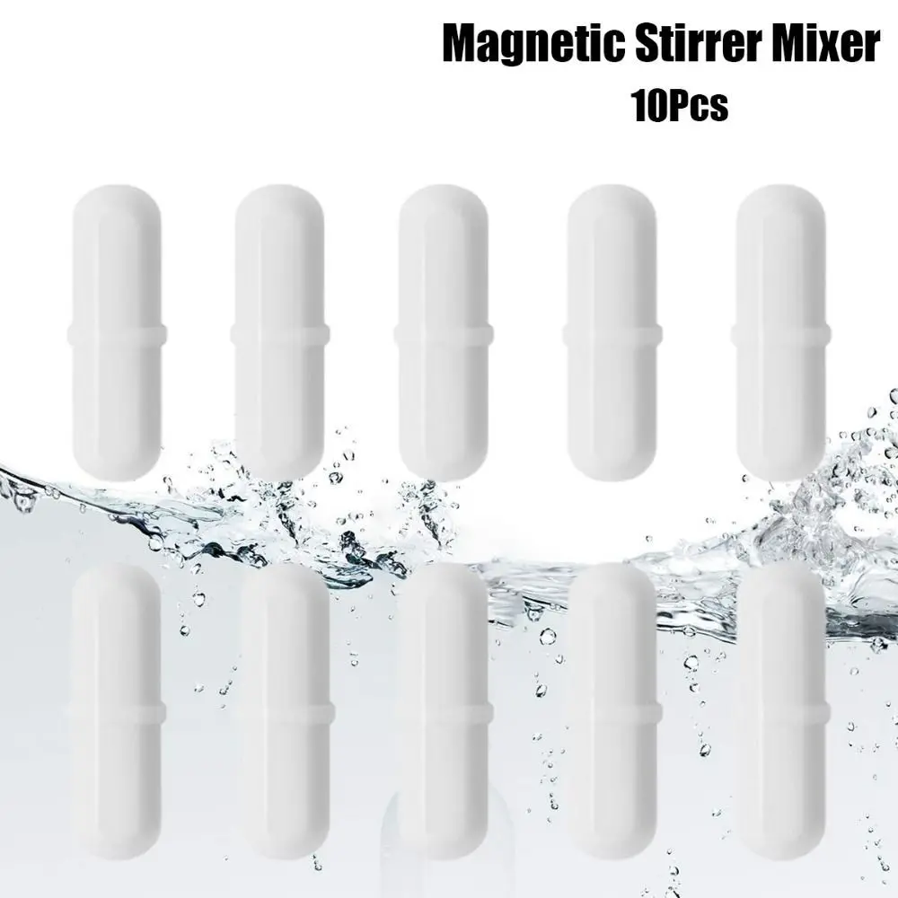 

10Pcs PTFE Magnetic Stirrer Mixer White 6-15mm Magnetic Stir Bars Multi Size Easy To Clean Laboratory Stir Rod Lab Supplies