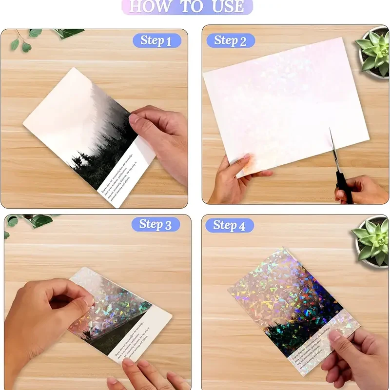 10/20pcs A4 Holographic Laser Print Paper Waterproof Dazzling Holographic Vinyl Stickers for Sticker Projects Painting Photo DIY