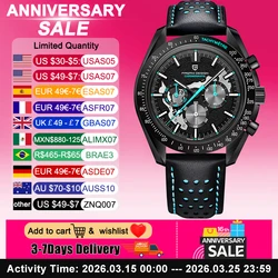 PAGANI DESIGN Moon Watch for Man Fashion Quartz Watch Waterproof Skeleton Sport Chronograph AR Sapphire Glass 1779 Reloj hombre