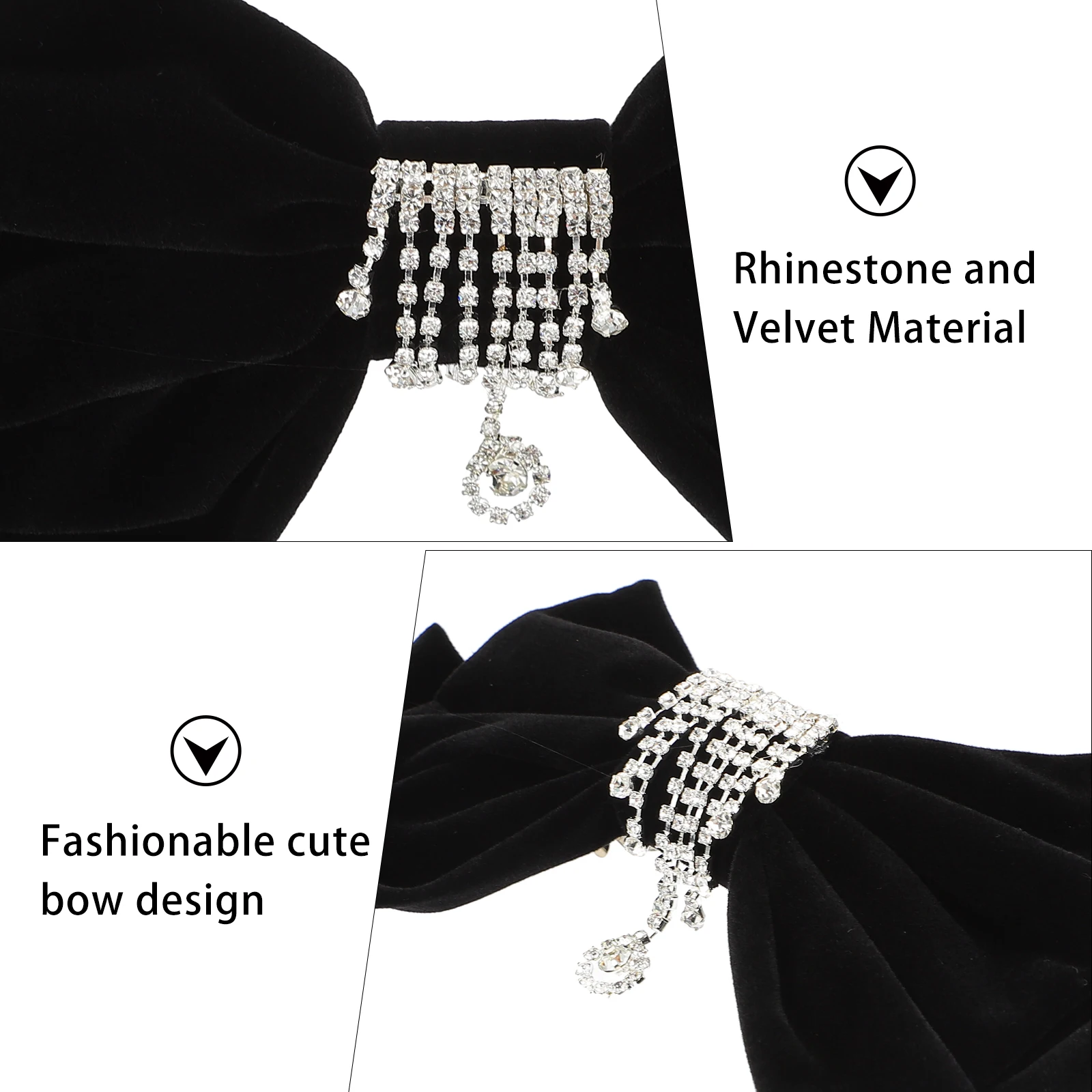 

Retro Hair Bow Clips Sparkly Rhinestones Decorative Bowknot Barrette Suitable Thick Thin Hair Straight Curly Occasions Wedding